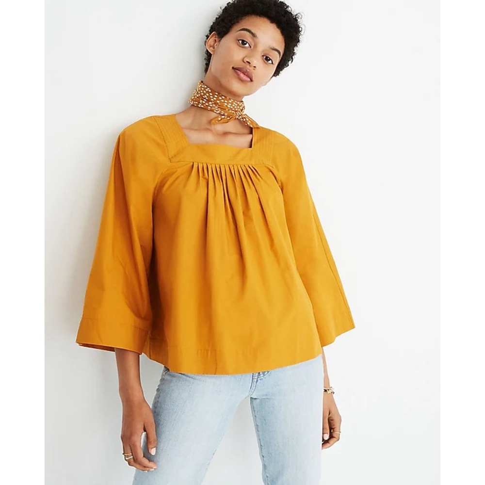 Madewell Square Neck Swing Top Yellow XS